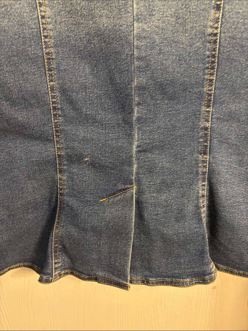 Double-Breasted Denim Vest in Dark Blue with Gold Buttons - Picture 7 of 9